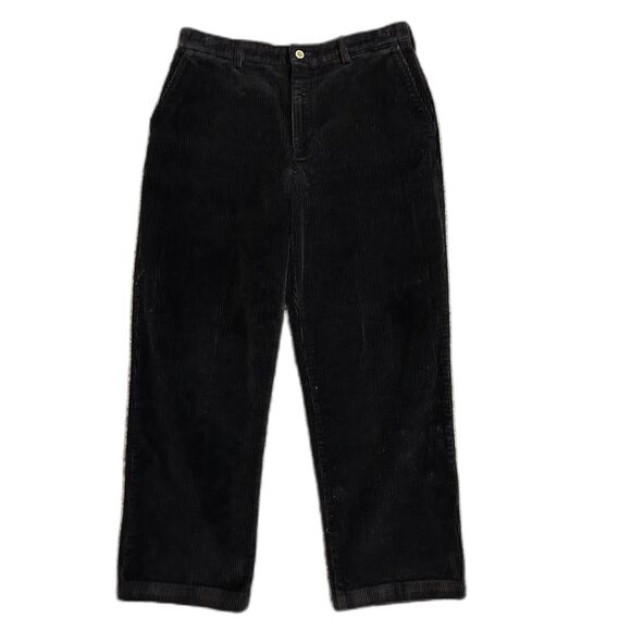 Savanne Black Wide Wale Corduroy Straight Leg Trousers Pants Size 33 X 27.5" - Picture 1 of 11